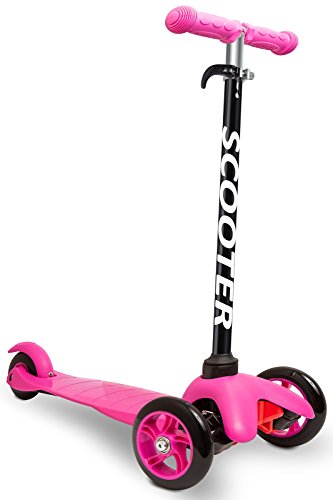 Product Cover Scooters for Kids Toddler Scooter - Deluxe Aluminum 3 Wheel Glider w/ Kick n Go, Lean 2 Turn Wheels, Step 4 Brake, Toddlers Training Three Wheeled Kid Ride on Toys Best for Little Boys & Girls - Pink