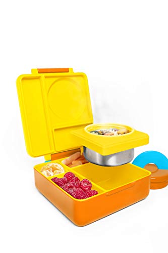 Product Cover OmieBox Bento Box for Kids - Insulated Bento Lunch Box with Leak Proof Thermos Food Jar - 3 Compartments, Two Temperature Zones - (Sunshine) (Single)