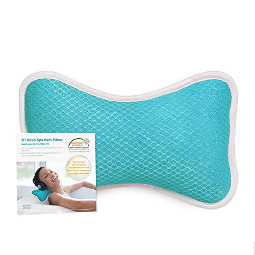 Product Cover Comfortable Bath Pillow with Suction Cups, Supports Neck and Shoulders Home Spa Pillows for Bathtub, Hot Tub, Jacuzzi, Bathtub Head Rest Pillow Relax & Comfy - Blue