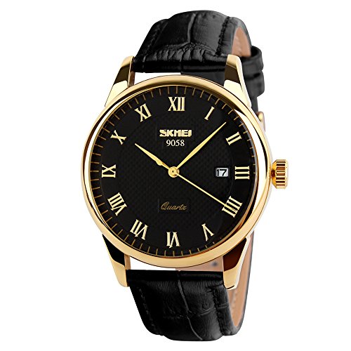 Product Cover SKMEI Business Men's Quartz Wristwatches Roman Numeral Leather Band Casual Water Resist Analog Watches