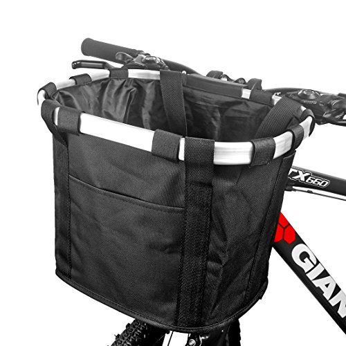 Product Cover funsport Bicycle Basket Bike Front Basket Folding Detachable Cycling Bag- Perfect Removable Dog Basket for Bike- Pet Cat Dog Carrier Easy Install Quick Released