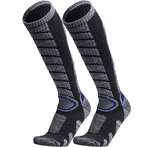Product Cover WEIERYA Ski Socks 2 Pairs Pack for Skiing, Snowboarding, Cold Weather, Winter Performance Socks Grey Medium