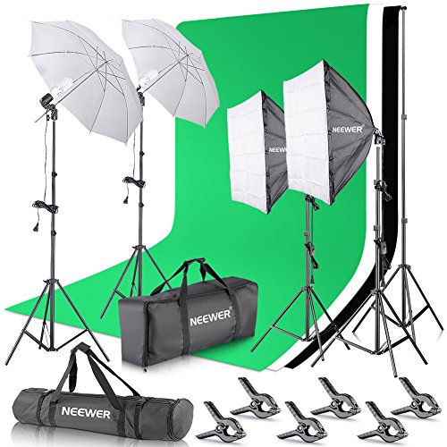 Product Cover Neewer 8.5 x 10 feet / 2.6 x 3 Meters Background Support System with 10 X 20 feet/3 X 6 Meters Backdrop 800W 5500K Umbrellas Softbox Continuous Lighting Kit for Photo Studio Video Shoot Photography