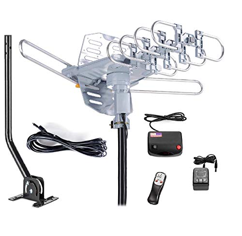 Product Cover McDuory Outdoor 150 Miles Digital Antenna 360 Degree Rotation Amplified HDTV Antenna -Support 2 TVs-UHF/VHF/1080P/4K - Infrared Remote - 40ft RG6 Cable and Mounting Pole Included