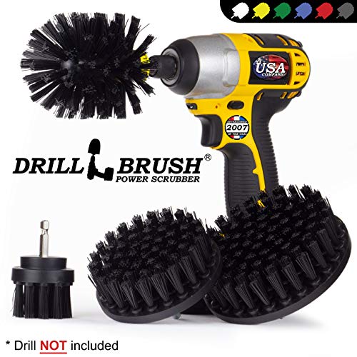 Product Cover BBQ Grill Cleaning Ultra Stiff Drill Powered Cleaning Brushes 4 Piece Kit Replaces Wire Brushes for Rust Removal, Loose Paint, De-Scaling, Graffiti Removal on Stone, Brick, and Masonry.