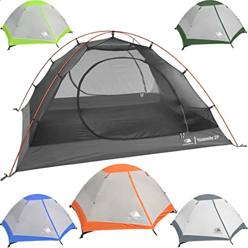 Product Cover Hyke & Byke 2 Person Backpacking Tent with Footprint - Lightweight Yosemite Two Man 3 Season Ultralight, Waterproof, Ultra Compact 2p Freestanding Backpack Tents for Camping and Hiking (Orange)