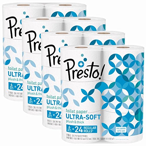 Product Cover Amazon Brand - Presto! 308-Sheet Mega Roll Toilet Paper, Ultra-Soft, 24 Count