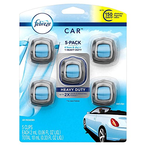 Product Cover Febreze 13 Car Air Freshener, Set of 5 Clips, Linen & Sky-up to 150 Days