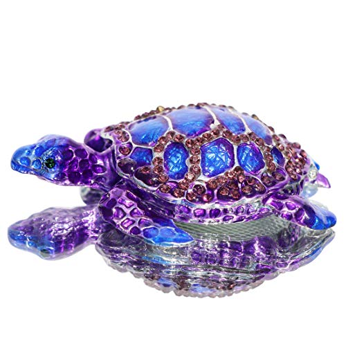 Product Cover Waltz&F Purple Sea Turtle Figurine Collectible Hinged Trinket Box Bejeweled Hand-Painted Ring Holder