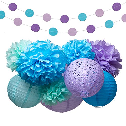 Product Cover Mermaid Under The Sea Party Supplies Decorations Tissue Paper Pom Poms Lantern Garland Kit for Baby Shower Bridal Shower 16