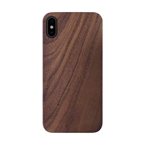 Product Cover iATO iPhone X Wooden Case - Real Walnut Wood Grain Premium Protective Slim Back Cover. Unique & Classy Snap on Bumper Accessory for iPhone X /10 (2017) | Supports Wireless Charging
