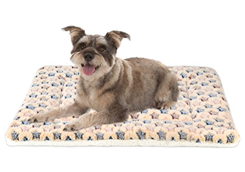Product Cover Mora Pets Ultra Soft Pet (Dog/Cat) Bed Mat with Cute Prints | Reversible Fleece Dog Crate Kennel Pad | Machine Washable Pet Bed Liner (24-Inch, Brown)