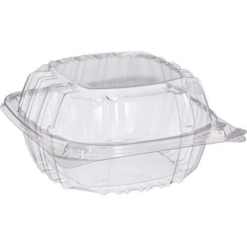 Product Cover Dart Solo C57PST1-50 Small Clear Plastic Hinged Food Container 6x6 for Sandwich Salad Party Favor Cake Piece (Pack of 50)