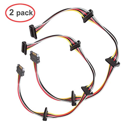 Product Cover LINESO (2 Pack SATA 15 Pin Male to 4xSATA 15 Pin Female Power Splitter Cables L=19.5Inches (50CM)