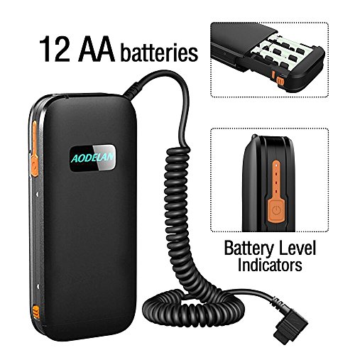 Product Cover AODELAN External Flash Battery Pack Battery Power Bank for Canon 600EX II-RT, 600EX-RT, 580EX 580EX II, 550EX,MR-14EX，MR -24EX .Yongnuo & Godox Speedlite Replace CP-E4N & CP-E4 (12 AA Batteries)