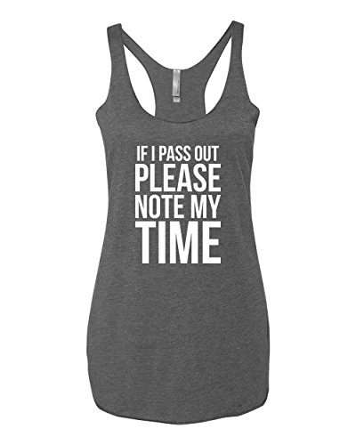 Product Cover Panoware Women's Funny Workout Tank Top | If I Pass Out Please Note My Time, Heather Grey, Medium