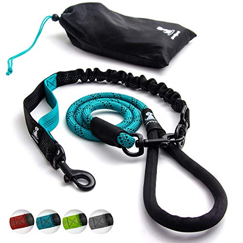 Product Cover SparklyPets Heavy Duty Rope Bungee Leash for Large and Medium Dogs with Anti-Pull for Shock Absorption - No Slip Reflective Leash for Outside (Teal)