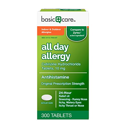 Product Cover Amazon Basic Care All Day Allergy Cetirizine Hcl Tablets  10 mg, 300 Count