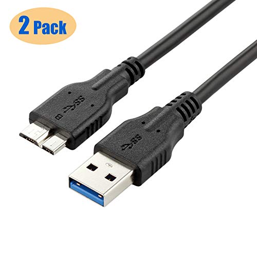 Product Cover Warmstor 2-Pack USB 3.0 A Male to Micro B Cable for WD Western Digital My Passport and Elements hard drives,Toshiba Canvio, Seagate FreeAgent and more Support Data Sync & Charging (1FT,Black)