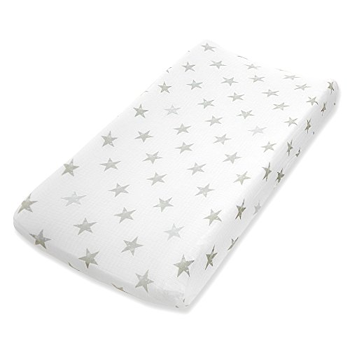 Product Cover Aden by aden + anais Classic Changing Pad Cover, 100% Cotton Muslin, Super Soft, Breathable, Tailored Snug Fit, Single, Dusty, Stars