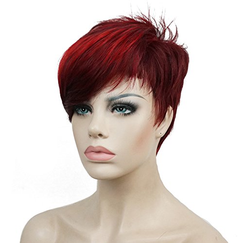 Product Cover Lydell Short Asymmetry Side Bang Straight Wig Full Synthetic Wigs 6 inches