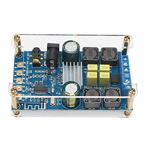 Product Cover Bluetooth Amplifier Board, DROK Digital Amplifier Wireless BT 3.0 4.0 4.1 Audio Amp Board Headphone 2 Channel 50W+50W Bluetooth Speaker Board Small Amplifier Module with Case