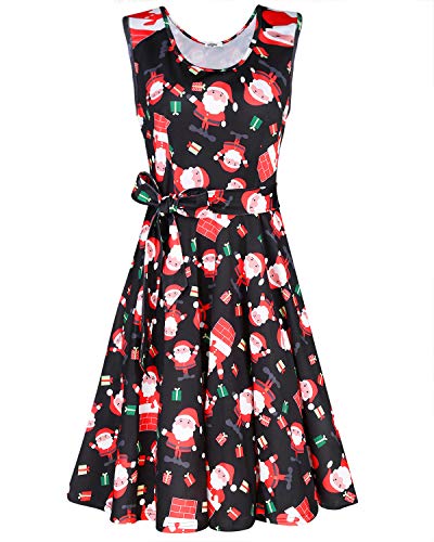 Product Cover STYLEWORD Women's Christmas Sleeveless Flare Cocktail Dress with Pocket(Floral02,XL)