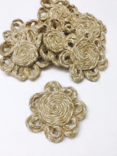 Product Cover Eerafashionicing Jute Flowers for Home Decor,Party & Women's Dresses - White (Pack 0f 5)