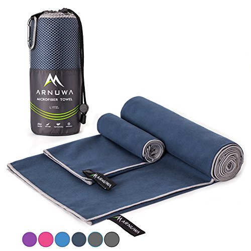 Product Cover ARNUWA Microfiber Travel Towel Set - Quick Dry Ultra Absorbent Compact - Great for Camping, Hiking, Yoga, Sports, Swimming, Backpacking, Beach, Gym & Bath