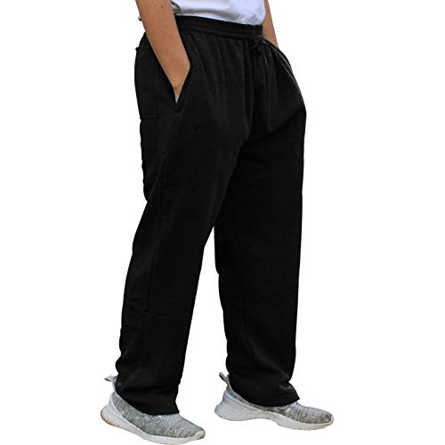 Product Cover KingPlusSports Mens Big and Tall Cotton Open-Bottom Sweatpants Black 2XL