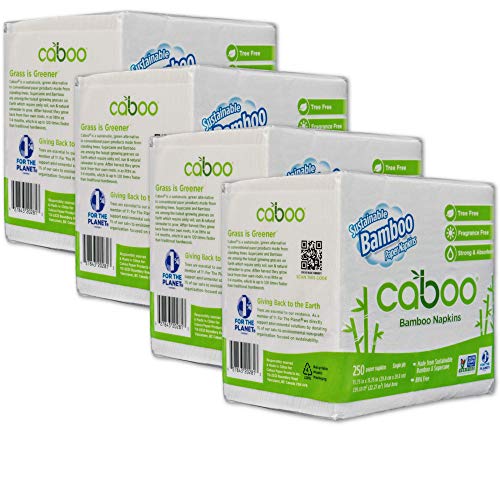 Product Cover Caboo Tree Free Bamboo Paper Napkins, Eco Friendly Disposable Dinner Napkins - 4 Packs of 250, Total of 1000 Napkins