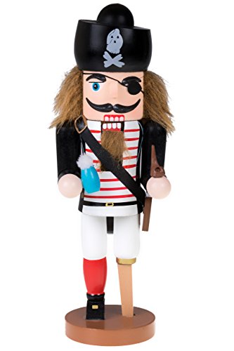 Product Cover Clever Creations Traditional Wooden Pirate Nutcracker with Peg Leg Festive Holiday Décor | 10