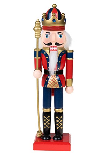 Product Cover Clever Creations Traditional Wooden King Nutcracker with Crown Festive Christmas Decor | 10