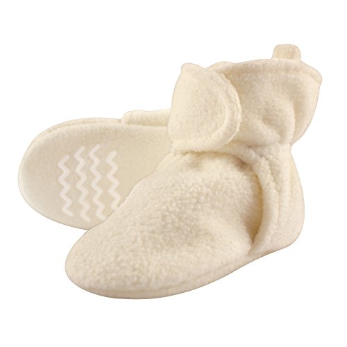 Product Cover Hudson Baby Baby Cozy Fleece Booties with Non Skid Bottom, Cream, 6-12 Months