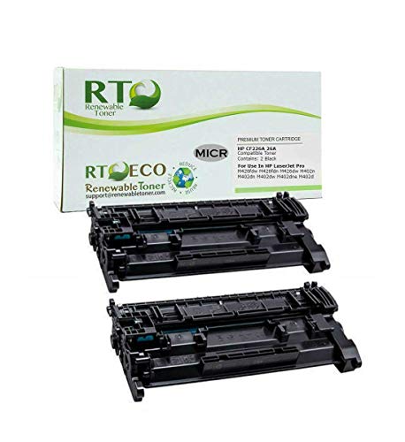 Product Cover Renewable Toner Compatible MICR Toner Cartridge Replacement for HP CF226A 26A Laserjet Pro M402 M426 MFP (2-Pack)