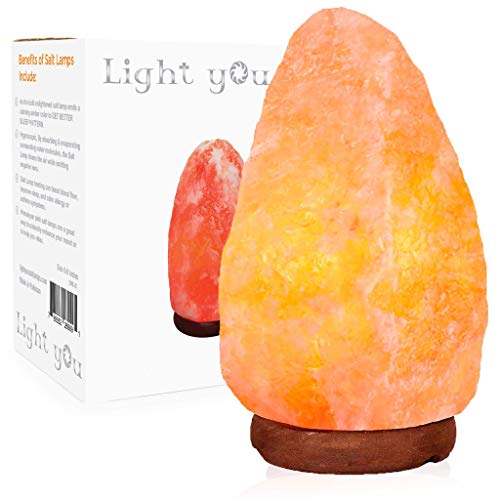 Product Cover Himalayan Salt Lamp Natural Shape with Wooden Base and 6ft UL-Approved Dimmer Switch Cord - 6 to 8 Inches