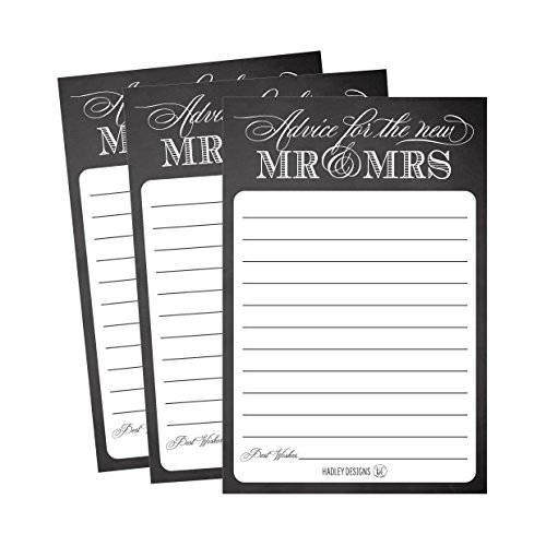 Product Cover 50 4x6 Rustic Chalk Wedding Advice & Well Wishes For The Bride and Groom Cards, Reception Wishing Guest Book Alternative, Bridal Shower Games Note Card Marriage Advice Bride To Be, Best For Mr & Mrs