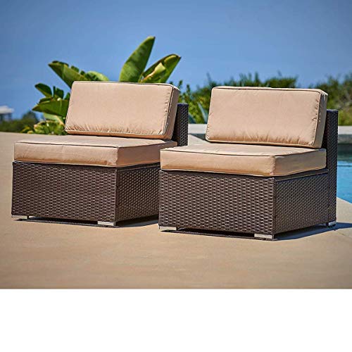 Product Cover SUNCROWN Outdoor Furniture Brown Wicker Patio Sofa Chairs 2, Additional Seats for 7-Piece Sets with Washable Cushion Covers, Backyard, Pool