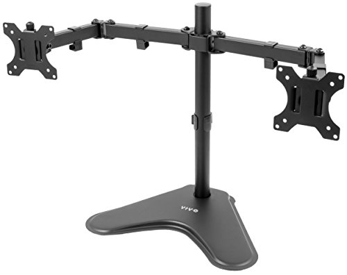 Product Cover VIVO Full Motion Dual Monitor Free-Standing Desk Stand VESA Mount with Articulating Double Center Arm Joint | Holds 2 Screens up to 30 inches (STAND-V102F)