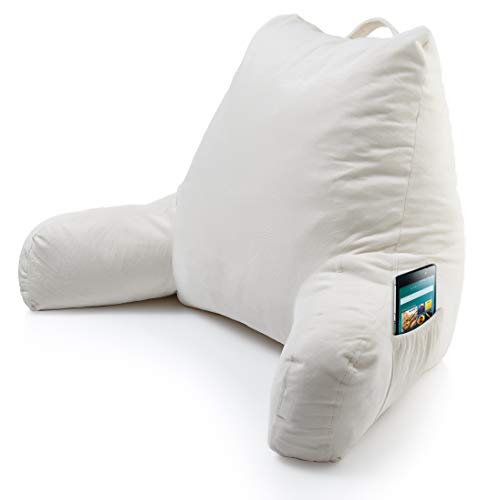 Product Cover Keen Edge Home Reading Pillow with Arms and Pocket - Shredded Memory Foam - Read and Watch TV in Comfort While in Bed, Sitting, Lounge and Relax Without Back Pain with Support, Large Backrest/Husband
