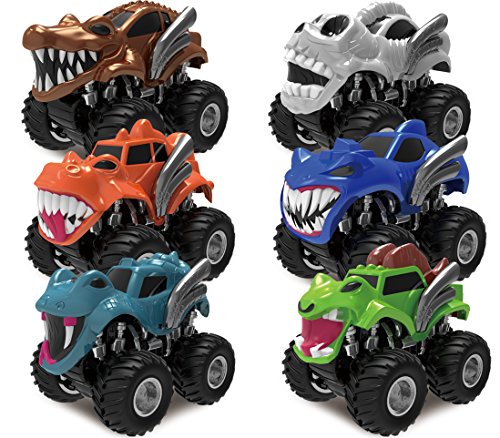 Product Cover JOYIN 6 Pack Monster Friction Powered Truck Vehicles Big Tire Wheel Car Playset