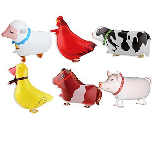 Product Cover [Big size] 6PCS DLOnline Animal Balloons Farm Animal Balloon for Birthday Party or other parties