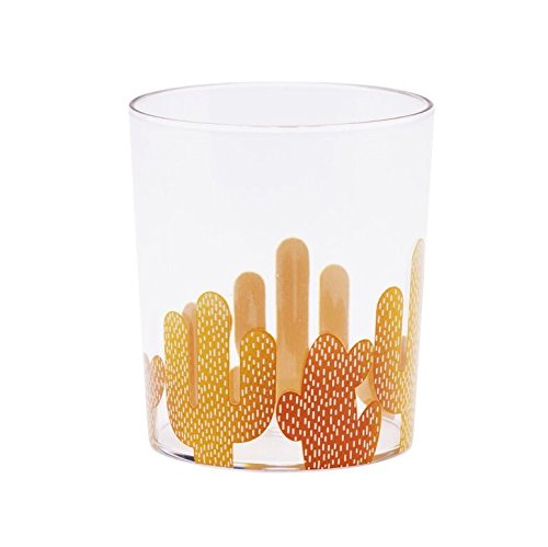 Product Cover Sugar & Cloth Gold Cacti Print Plastic Tumbler Glass Set, 8-Piece