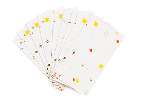 Product Cover Sugar & Cloth Rectangle Paper Napkins, Multi Color and Gold Splatter Confetti Print, 32 Count