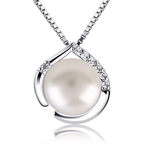 Product Cover B.Catcher Pearl Jewelry for Women Heart Pendant Necklace 925 Sterling Silver Cubic Zirconia with 45cm Chain