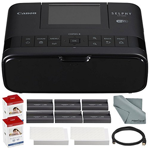 Product Cover Canon SELPHY CP1300 Compact Photo Printer (Black) with WiFi and Accessory Bundle w/ 2X Color Ink and Paper Set