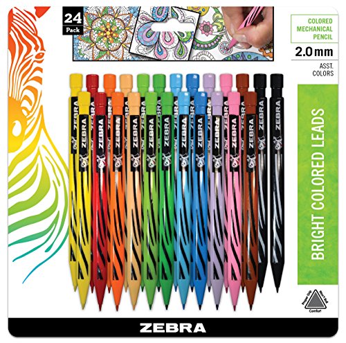Product Cover Zebra Cadoozles Starters Colored Mechanical Pencil, 2.0mm Point Size, Assorted Colors, 24-Count