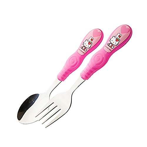 Product Cover Zak! Hello Kitty Baby Easy Grip Fork and Spoon Children's Flatware - Stainless Steel and Plastic