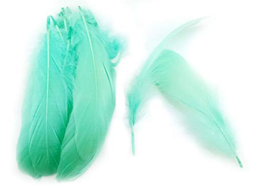 Product Cover Colorful Goose Feathers, for DIY Craft Wedding Home Party Decorations 50pcs/Pack/ (4-7.8 inch) (Light Green)