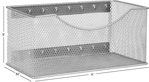 Product Cover Ybmhome Wire Mesh Magnetic Storage Basket, Trash Caddy, Container, Desk Tray, Office Supply Organizer Silver for Refrigerator/Microwave Oven or Magnetic Surface in Kitchen or Office (1, Large)